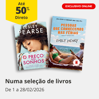 At&eacute; 50% Desconto Direto numa sele&ccedil;&atilde;o de livros. De 1 a 28/02/2026