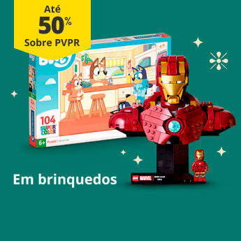 Até 50% PVPR em brinquedos e jogos. De 03/11 a 28/12/2025