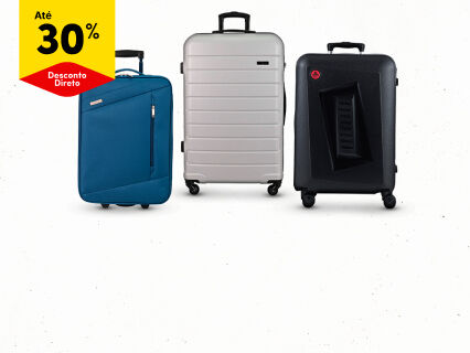 Até 30% Desconto Direto em malas de viagem. De 30/06 a 03/08/2025