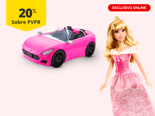 20% sobre PVP Recomendado em Barbie, Princesas da Disney e Gabby