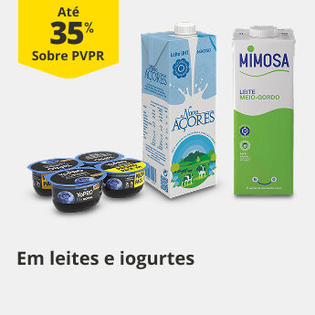 At&eacute; 35% PVPR Em leites e iogurtes