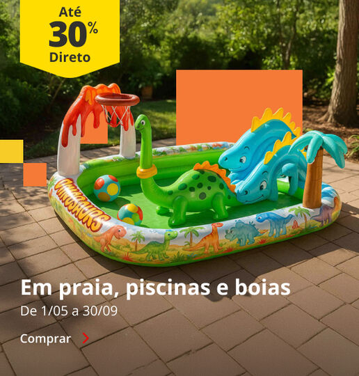 Ate 30% DD em praia, piscinas e boias