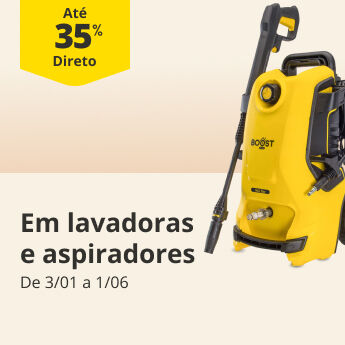 At&eacute; 35% Desconto Direto em lavadoras e aspiradores. De 3/01 a 1/06