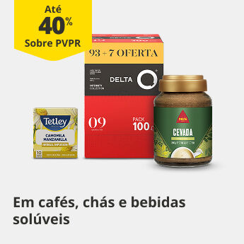 At&eacute; 40% PVPR em caf&eacute;s, ch&aacute;s e bebidas sol&uacute;veis
