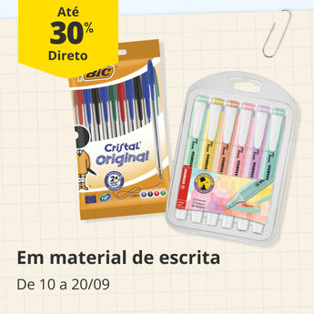 At&eacute; 30% Desconto Direto em material de escrita