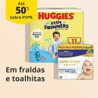 At&eacute; 50% PVPR em Fraldas e Toalhitas