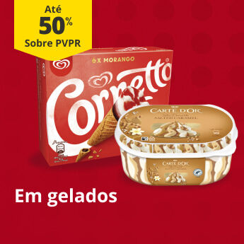 At&eacute; 50% sobre PVP Recomendado em gelados