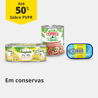 At&eacute; 50% PVPR em Conservas