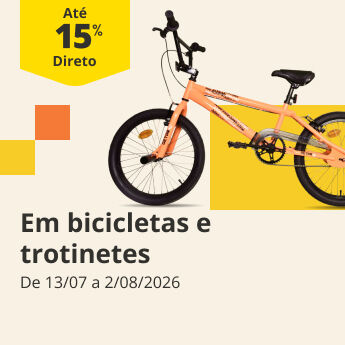 At&eacute; 15% DD em bicicletas e trotinetes 