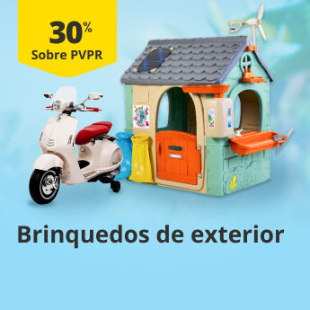30% sobre PVP Recomendado em brinquedos de exterior. 30% sobre PVP Recomendado em brinquedos de exterior.