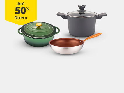 null Até 50% Desconto direto em produtos de cozinha.