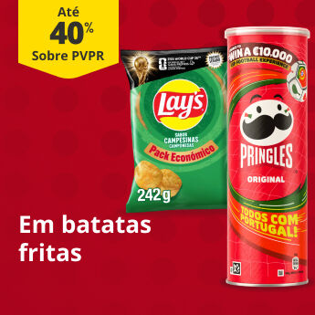 At&eacute; 40% PVPR em snacks e batatas fritas