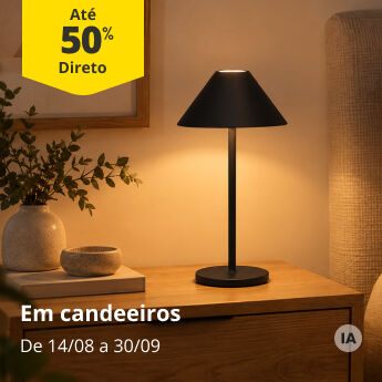 At&eacute; 50% Desconto Direto em candeeiros. De 14/08 a 30/09