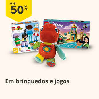 Até 50% em brinquedos e jogos