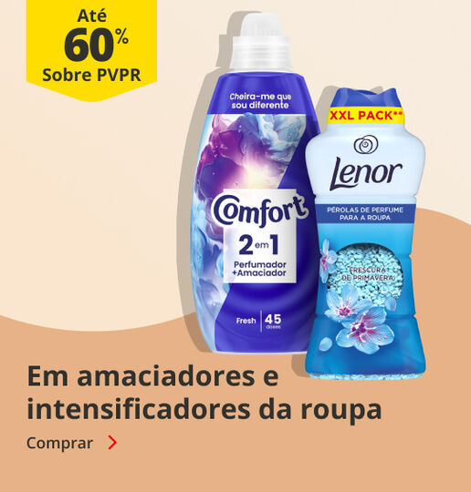 At&eacute; 60% PVPR em amaciadores e intensificadores da roupa