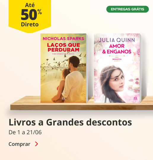 At&eacute; 50% Desconto Direto em livros a grandes descontos. de 1 a 21/06