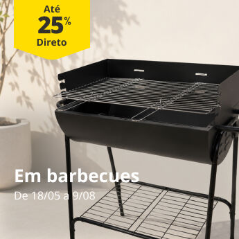 At&eacute; 25% Desconto Direto em barbecues. De 18/05 a 9/08