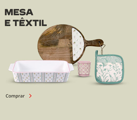 Produtos de Mesa e Têxtil da Coleção Campestre da marca Kasa