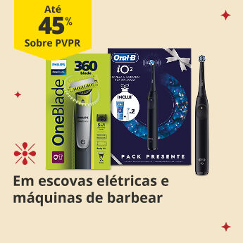 At&eacute; 45% PVPR em Escovas el&eacute;tricas e M&aacute;quinas de Barbear