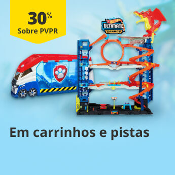 30% sobre PVP Recomendado em Carrinhos e Pistas 30% sobre PVP Recomendado em Carrinhos e Pistas