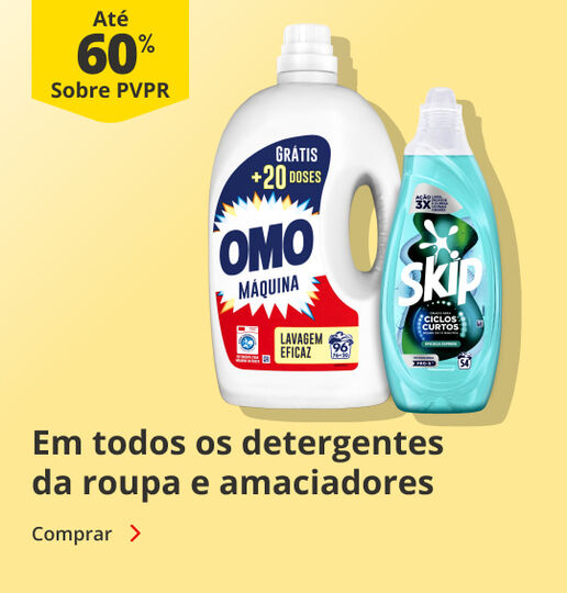 At&eacute; 60% PVPR em todos os detergentes da roupa e amaciadores