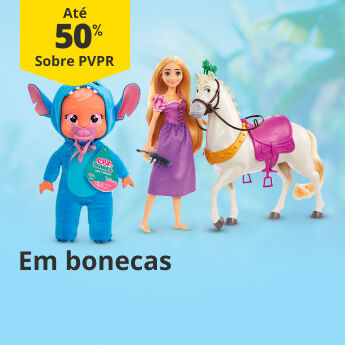 Até 50% sobre PVPR em Bonecas Até 50% sobre PVPR em Bonecas