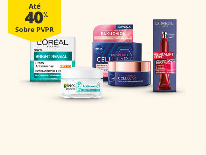 Até 40% sobre PVPR em Cremes de Rosto e Olhos