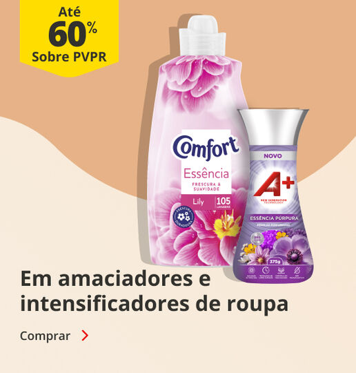 At&eacute; 60% PVPR em amaciadores e intensificadores de roupa
