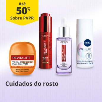 At&eacute; 50% PVPR em Cuidados do Rosto