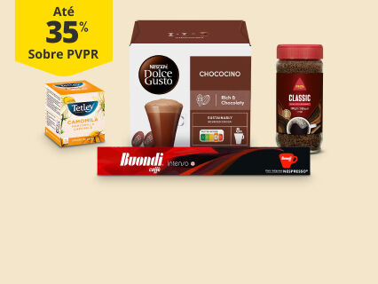 Até 35% PVPR em Café, Chás e Bebidas Solúveis