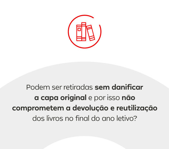 Podem ser retirados sem danificar a capa original e por isso não comprometem a devolução e reutilização dos livros no final do ano letivo?