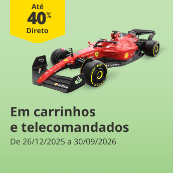 at&eacute; 40% Desconto em Carrinhos e Telecomandados. De 26/12/2025 a 30/09/2026