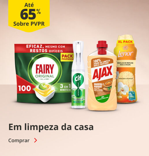 At&eacute; 65% PVPR em limpeza da casa