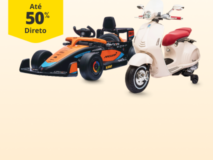 At&eacute; 50% Desconto Direto em ve&iacute;culos e brinquedos de exterior. De 26/12/2025 a 30/09/2026