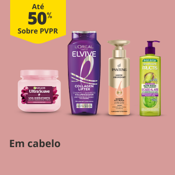 At&eacute; 50% PVPR em produtos para o cabelo