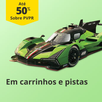 At&eacute; 50% PVPR em carrinhos e pistas