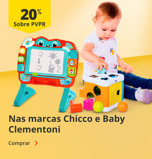 20% sobre PVPR nas marcas Chicco, Baby Clementoni