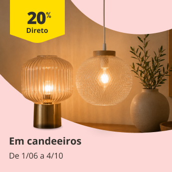 20% Direto em candeeiros. De 1/06 a 4/10