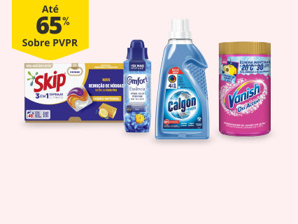 null Até 65% PVPR em limpeza e tratamento da roupa
