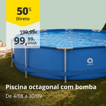 50% direto na Piscina Estrutura Octagonal 360x76cm com Bomba