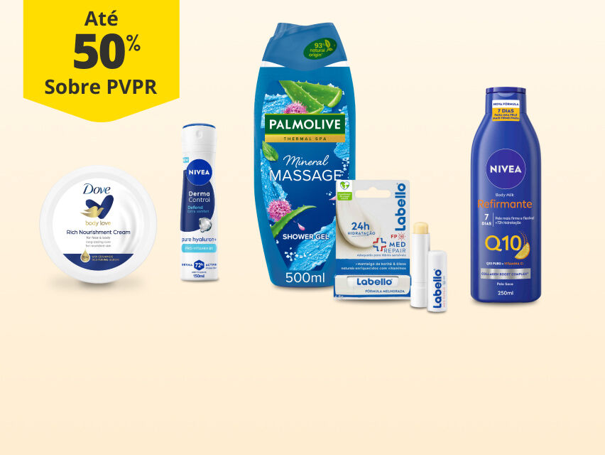 At&eacute; 50% PVPR em Cuidados do Corpo