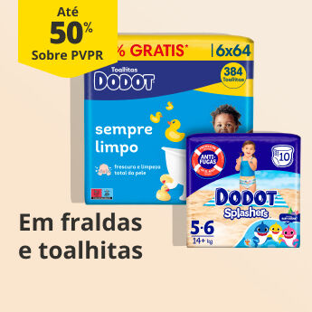At&eacute; 50% PVPR em fraldas e toalhitas