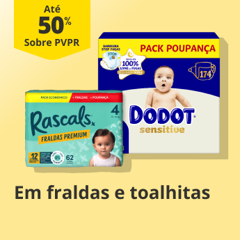 At&eacute; 50% PVPR em Fraldas e Toalhitas