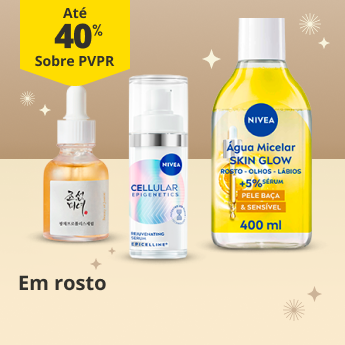 At&eacute; 40% em produtos para o rosto