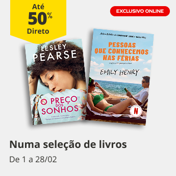 At&eacute; 50% Desconto Direto numa sele&ccedil;&atilde;o de livros. De 1 a 28/02/2026