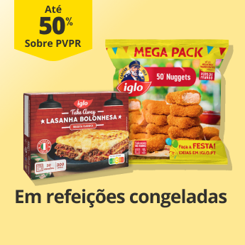 At&eacute; 50% PVPR em Refei&ccedil;&otilde;es Congeladas 