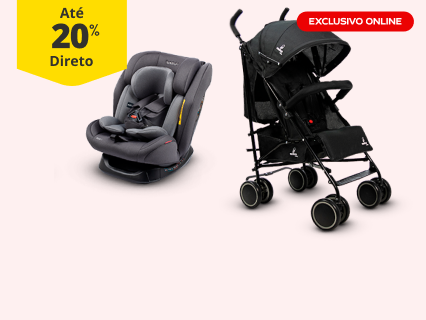 At&eacute; 20% desconto direto em carrinhos de beb&eacute; e cadeiras auto