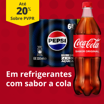 At&eacute; 20% PVPR em Refrigerantes com sabor a cola