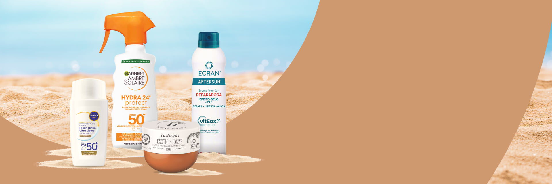 Sol, praia e pele cuidada. At&eacute; 50% em solares, bronzeadores e aftersun