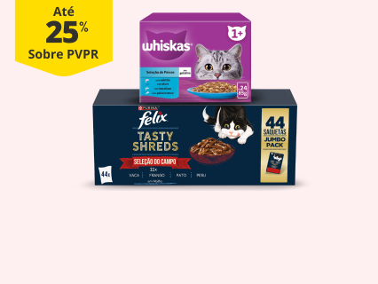 At&eacute; 25% pvpr em alimenta&ccedil;&atilde;o h&uacute;mida para gato